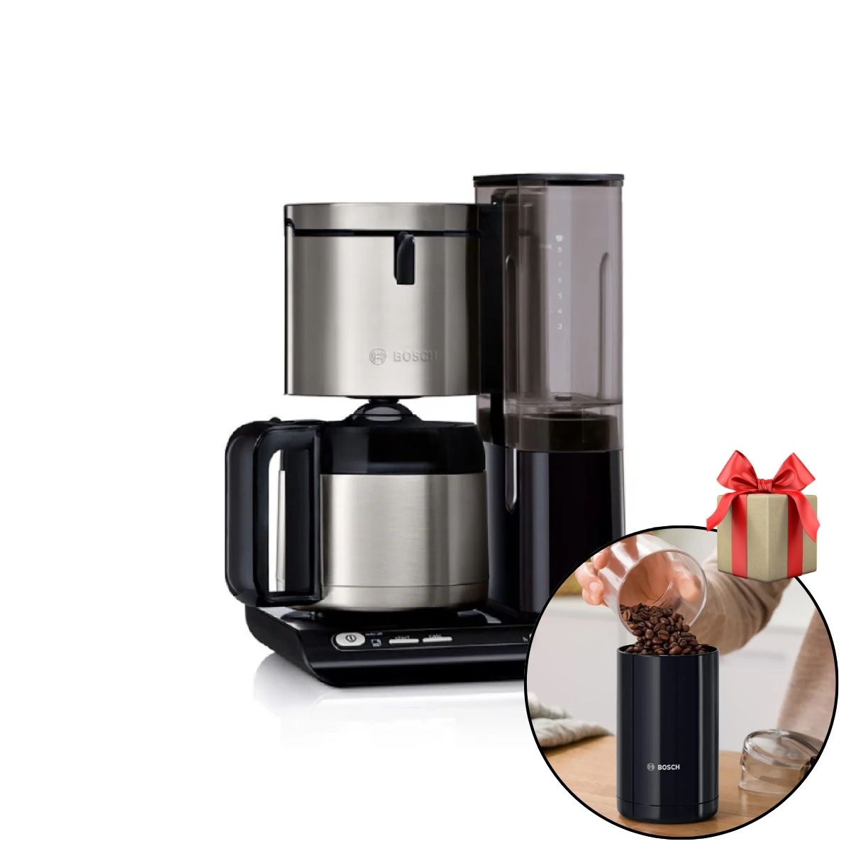 Cafetera Styline Negro TKA8A683 Bosch +  + Molinillo de Café TSM6A013B