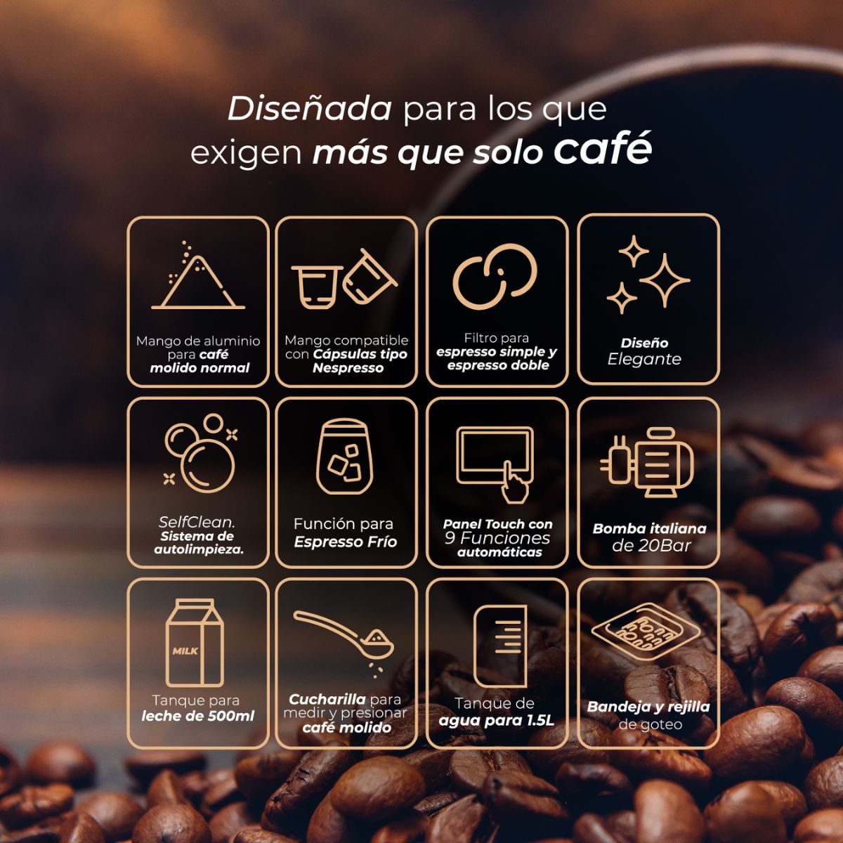 Cafetera Espresso Power Brew 9 en 1 Kitchen it