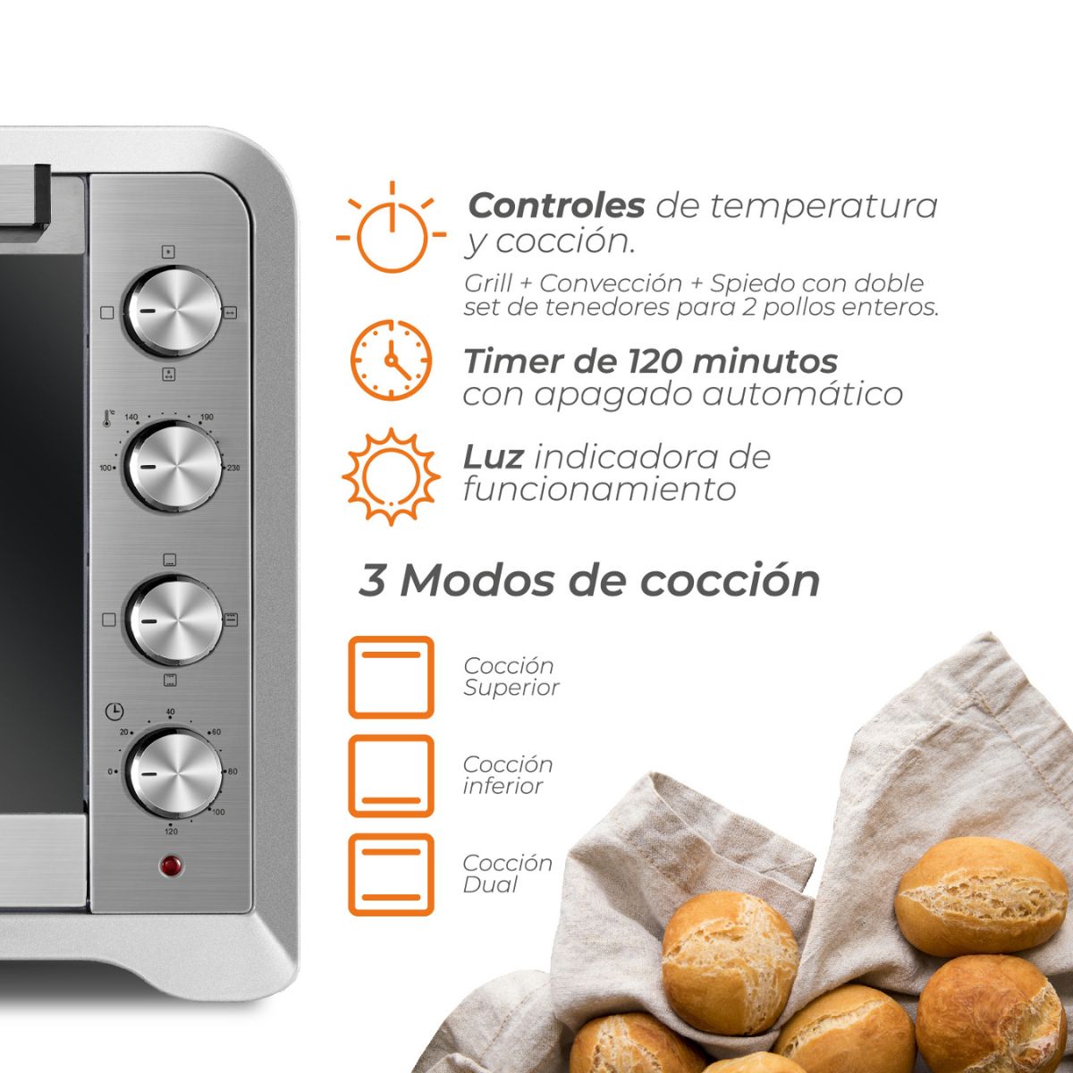Horno Eléctrico Silver Series 100L Kitchen It