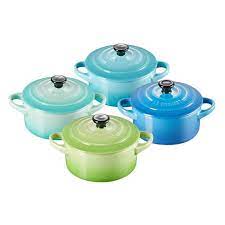 SET 4 MINI Cocotte Verde - Azul Le Creuset