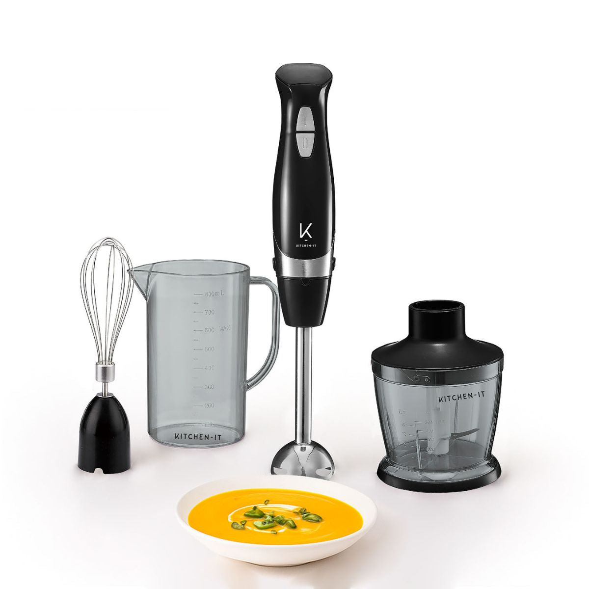 Minipimer Lite 600W 4 en 1 Acero Inoxidable Kitchen It