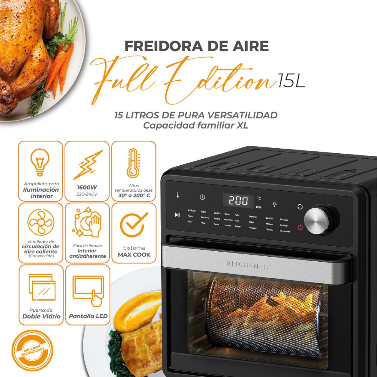 Freidora de Aire Full Edition 15L Kitchen It