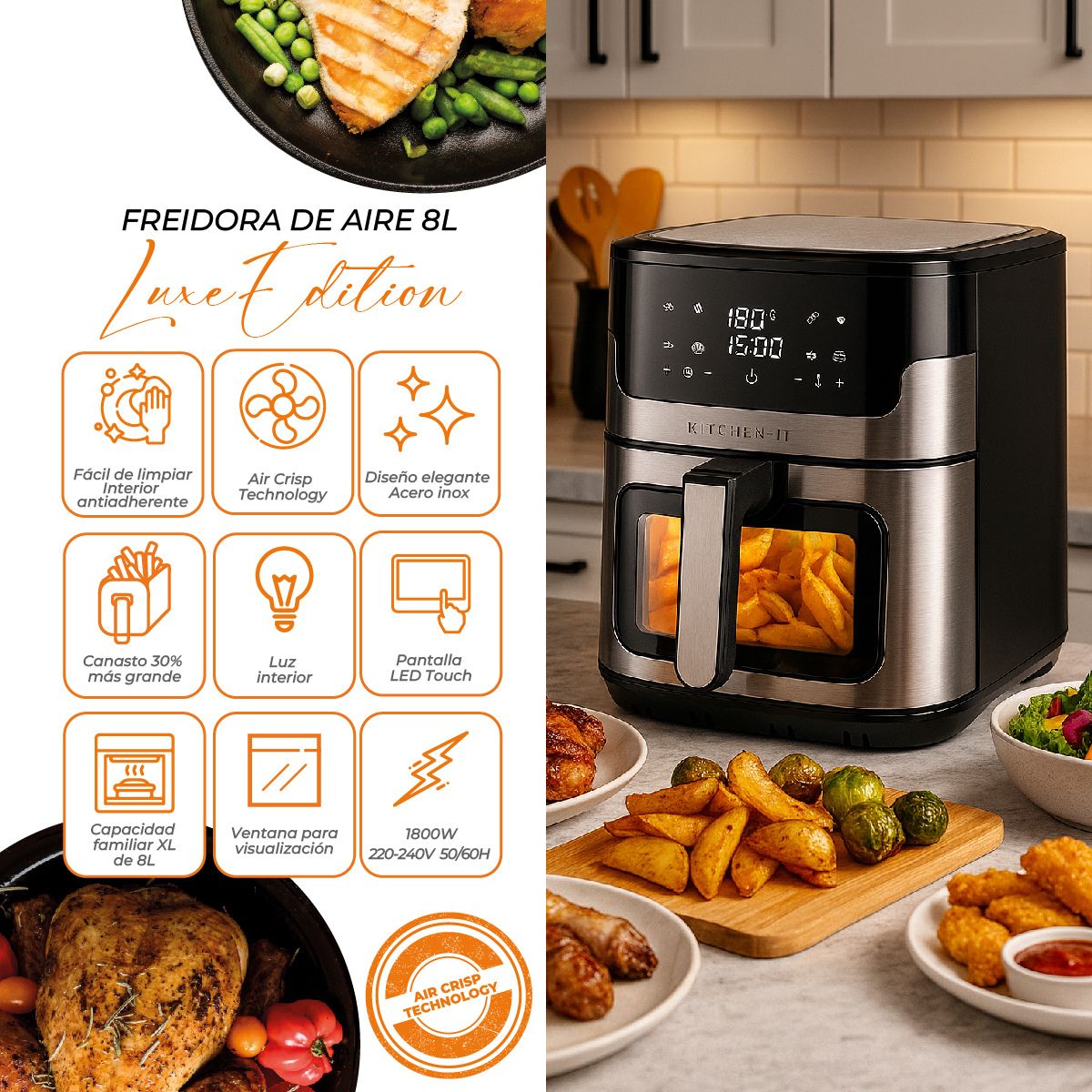 Freidora de Aire Luxe Edition 8L Kitchen It