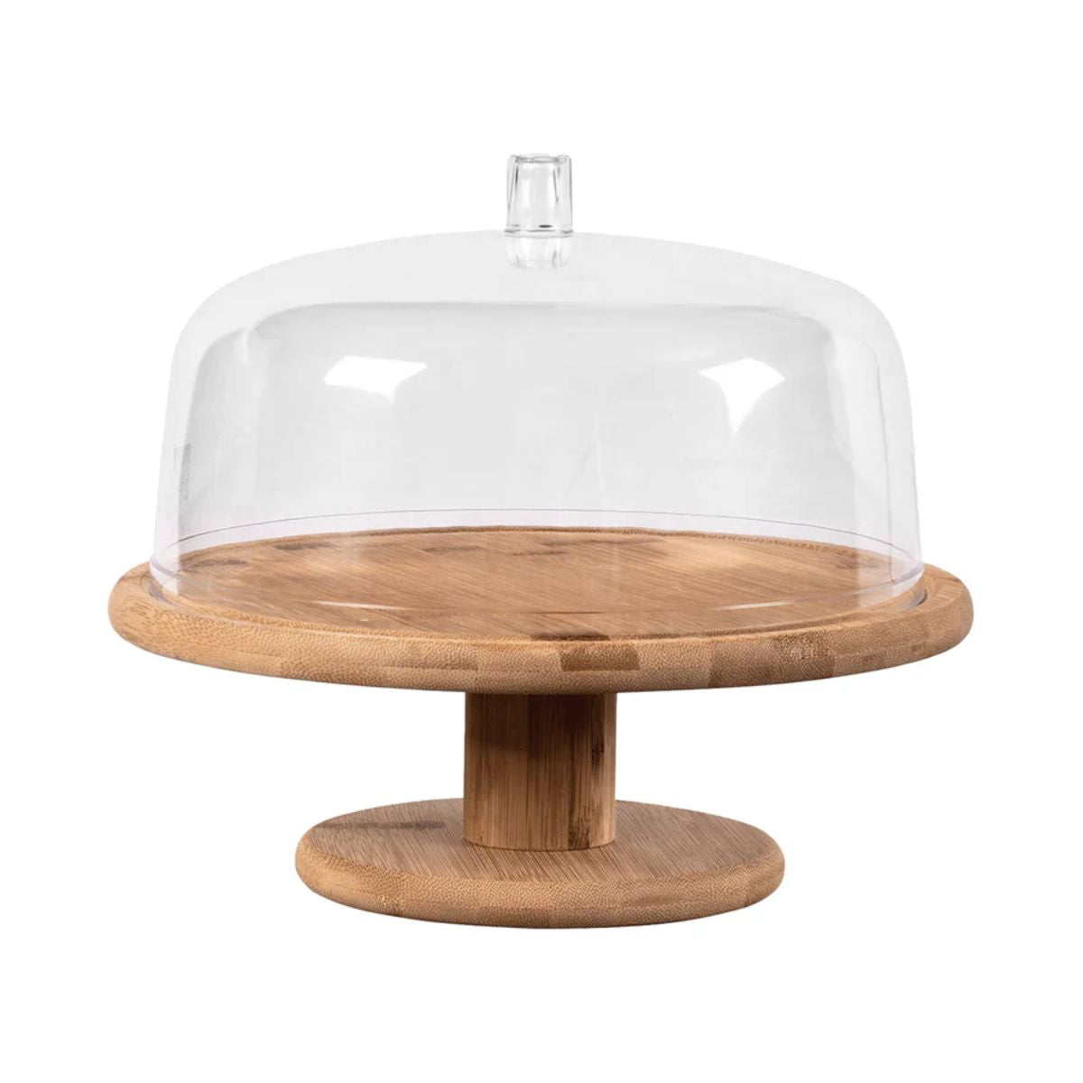 Porta Torta 27,5 cm Con Tapa y Pedestal Bambú OU