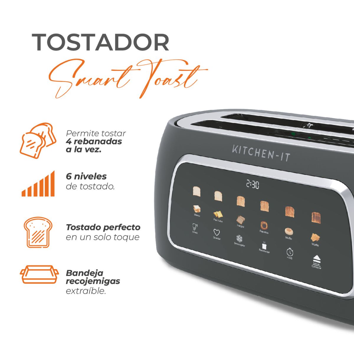 Tostador Smart Toast 4 Ranuras Kitchen It