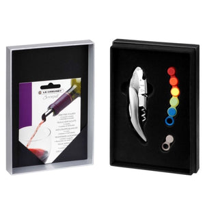 Set Destapador Sommelier GS-142 Grey Shiny + WA-125 Identificadores de Copas - Le Creuset