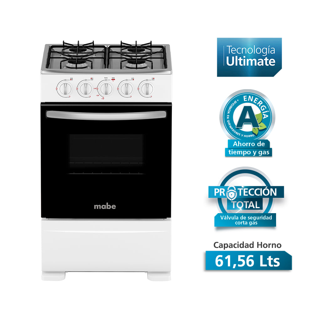 Cocina a Gas 4 Quemadores 52cm CMC20ABX-6 Blanca Mabe