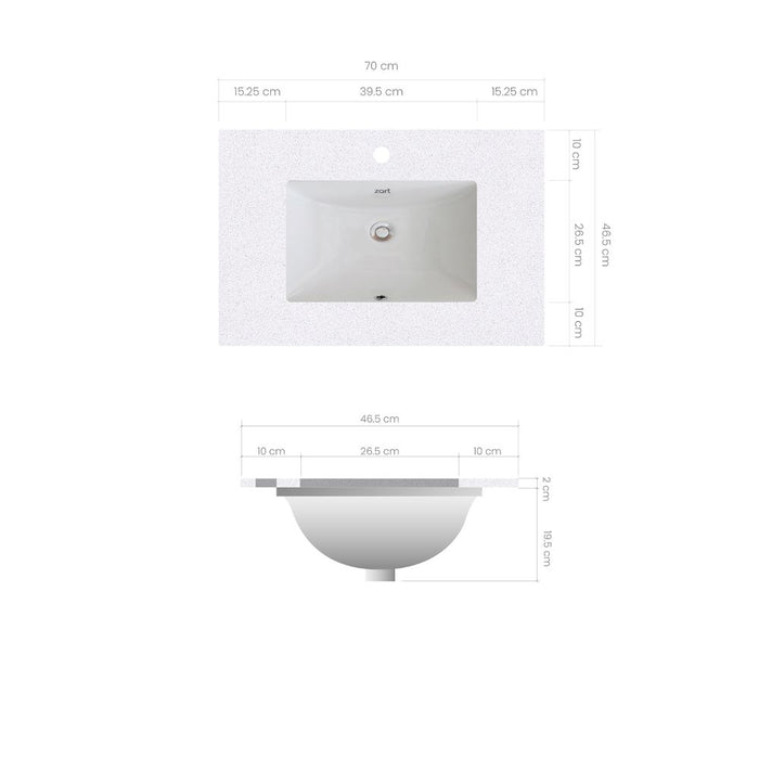 Lavamanos Zart S con Cubierta Silestone S 70x47