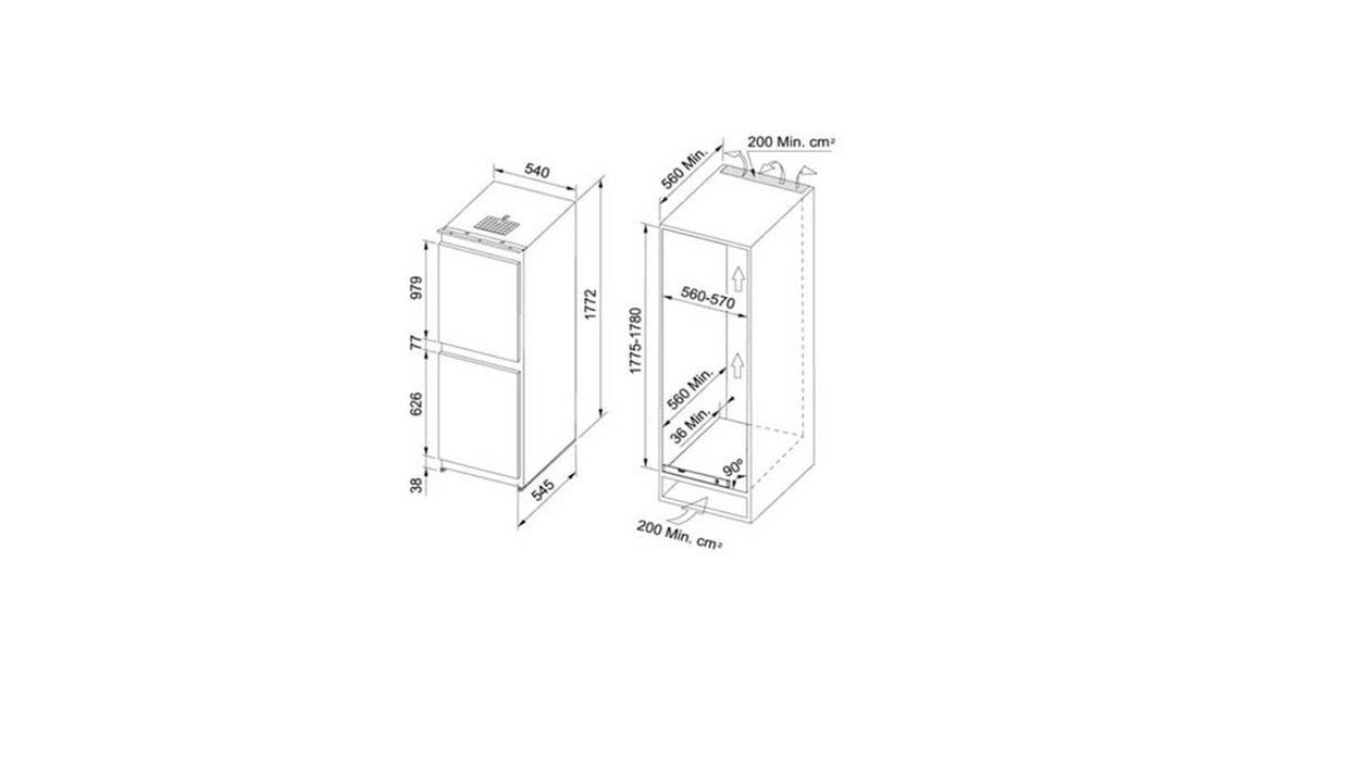 Refrigerador panelable  Combi Franke FCB 320/E ANFI A+